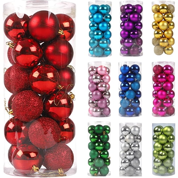 24Pcs Christmas Balls Ornaments for Christmas Tree, 3CM Shatterproof Christmas Tree Decorations Hanging Bulbs Ball for Holiday, Wedding, Party