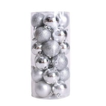 24Pcs Christmas Balls Ornaments for Xmas Christmas Tree 1.57'' Christmas Tree Ball Bauble Hanging Home Party Ornament Decor Silver