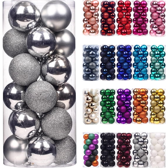 24Pcs Christmas Balls Ornaments for Xmas Christmas Tree - Shatterproof Christmas Tree Decorations Hanging Ball for Holiday Wedding Party Decoration, 1.2inch/1.57inch/2.5inch
