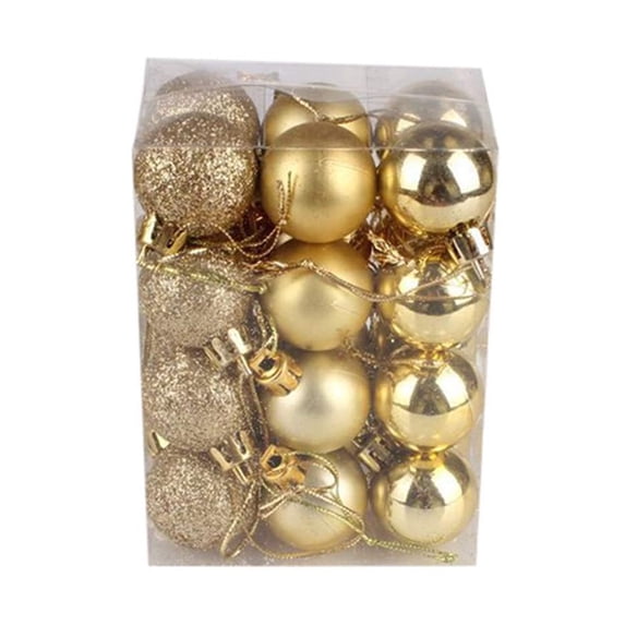 24Pcs Christmas Balls Ornaments for Xmas Tree with Hang Rope - Shatterproof Christmas Tree Decorations Small Hanging Ball Gold 1.2" x 24 Pack