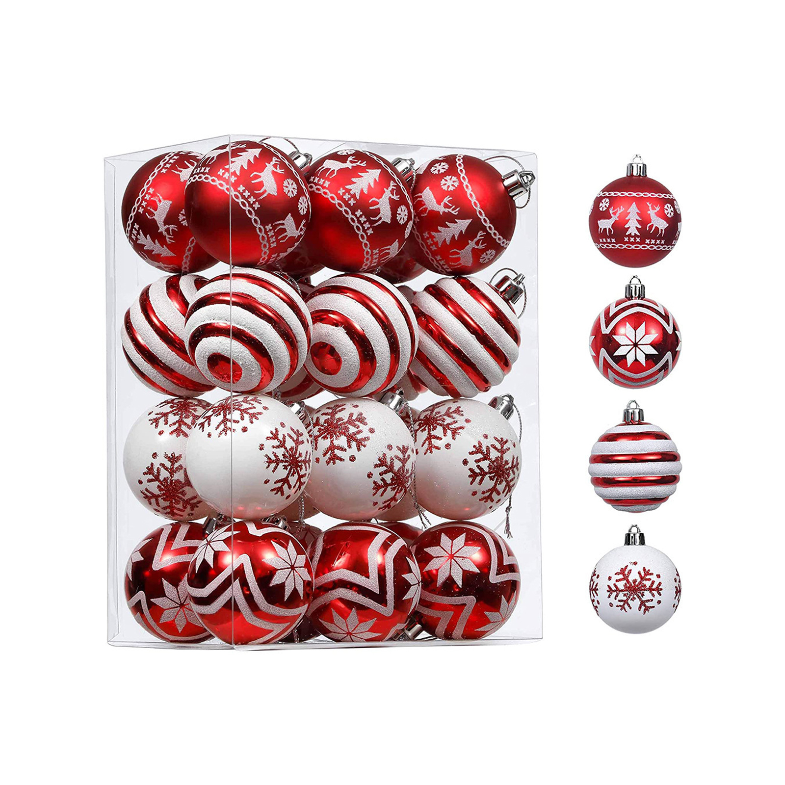 24Pcs Christmas Baubles Ornament 6cm for Wedding Winter Holiday Party Decoration Christmas Tree Ornament