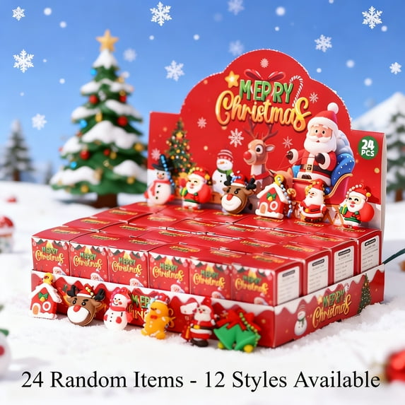 24Pcs Christmas Blind Box Keychain Set, Cute Christmas Series Keychain, Santa Claus Reindeer Snowman Charms, Purse Ornament, For Bags Christmas Tree Christmas Party, Sweet Holiday Gifts For Men