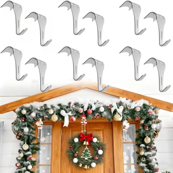 24Pcs Christmas Garland Hangers, Metal S Hooks Christmas Hanging Holders for Xmas Window Mantel Shelf Door Frame Wreath Light Strings Decoration(Silver)