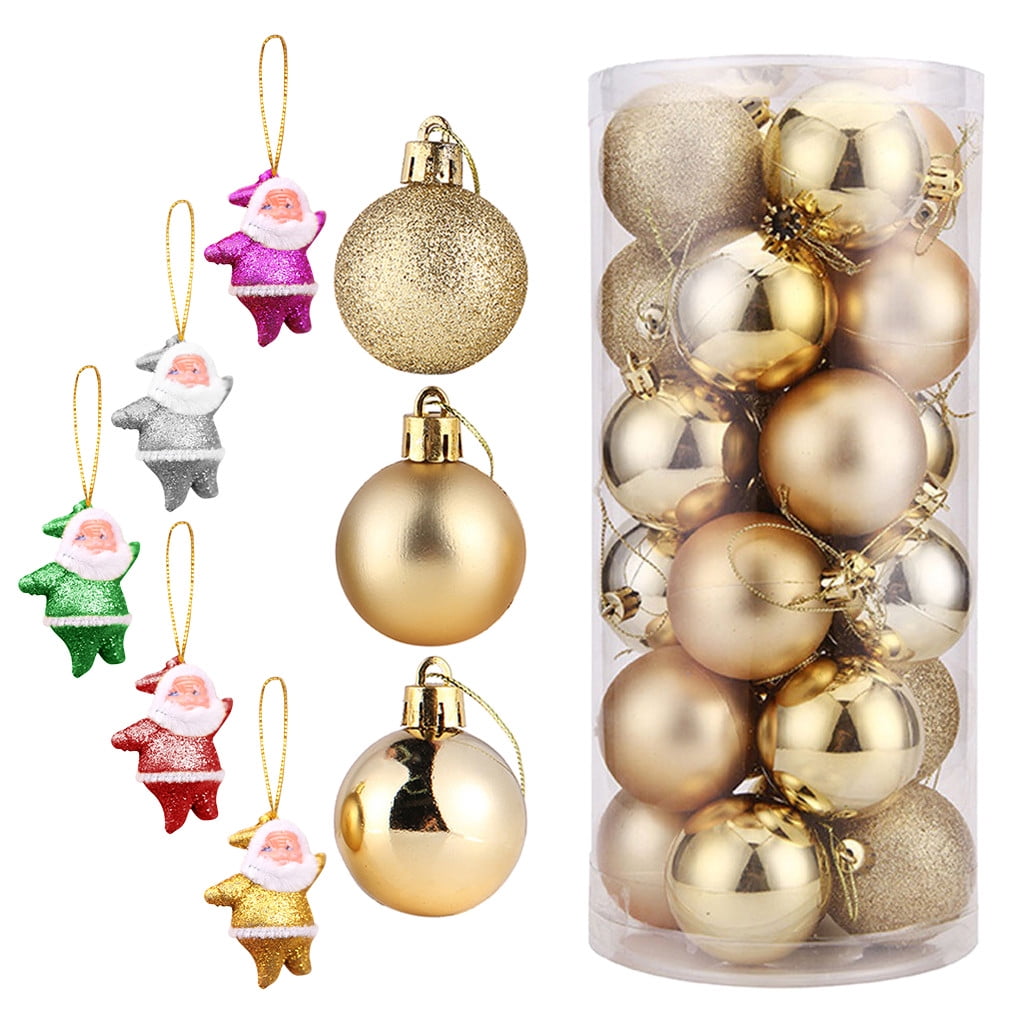 24Pcs Christmas Hanging Ball Ornaments Mini Shatterproof Christmas Tree ...