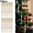 thumbnail image 1 of 24Pcs Christmas Icicle Ornaments DIY Christmas Tree Hanging Decorations, Length 13cm, Clear, Golden, White, 1 of 4