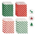 thumbnail image 1 of 24Pcs Christmas Paper Treat Bags Polka Dot Striped Pattern Candy Buffet Bags with stickers for Xmas Party Favor Paper Gift Bags, 1 of 5