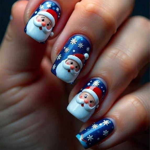 24Pcs Christmas Press on Nails, Red Green Festive Spooky Fake Nails Set, Reusable False Nails for Holiday Party Daily Wear Women Girls, Christmas Nail Art