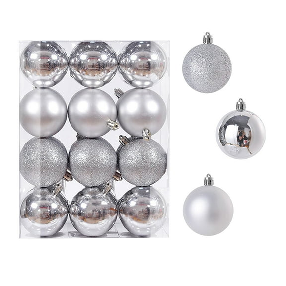 24Pcs Christmas Tree Balls Ornament for Xmas Christmas Tree Shatterproof Christmas Tree Decorations Hanging Ball for Holiday Wedding Party Christmas Decorations Clearance Silver