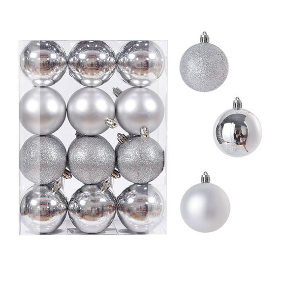 24Pcs Christmas Tree Balls Ornament for Xmas Christmas Tree Shatterproof Christmas Tree Decorations Hanging Ball for Holiday Wedding Party Christmas Decorations Clearance Silver