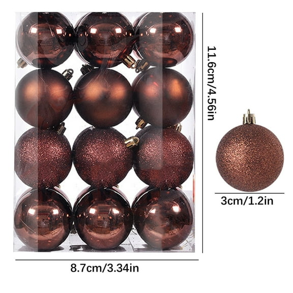 24Pcs Christmas Tree Balls Ornaments for Xmas Christmas Tree 30mm/1.18" Shatterproof Christmas Tree Decorations Hanging Ball for Holiday Wedding Party Christmas Decorations Clearance Coffee