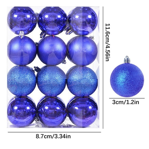 24Pcs Christmas Tree Balls Ornaments for Xmas Christmas Tree 30mm/1.18" Shatterproof Christmas Tree Decorations Hanging Ball for Holiday Wedding Party Christmas Decorations Clearance Blue