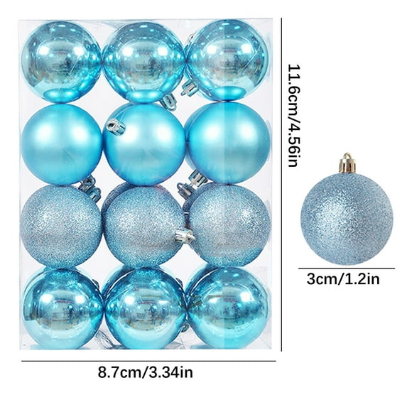 24Pcs Christmas Tree Balls Ornaments for Xmas Christmas Tree 30mm/1.18" Shatterproof Christmas Tree Decorations Hanging Ball for Holiday Wedding Party Christmas Decorations Clearance Light Blue