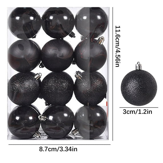 24Pcs Christmas Tree Balls Ornaments for Xmas Christmas Tree 30mm/1.18" Shatterproof Christmas Tree Decorations Hanging Ball for Holiday Wedding Party Christmas Decorations Clearance Black