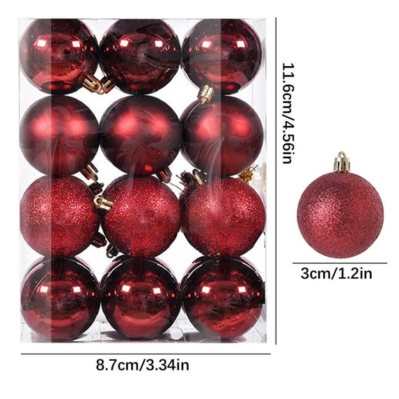 24Pcs Christmas Tree Balls Ornaments for Xmas Christmas Tree 30mm/1.18" Shatterproof Christmas Tree Decorations Hanging Ball for Holiday Wedding Party Christmas Decorations Clearance Wine