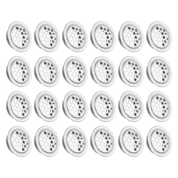 24Pcs Circular Air Vents Cover Flat Soffit Vent 25mm/1" Stainless Steel Soffit Vent Cover Silver Tone