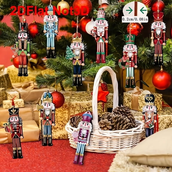 24Pcs Classic Christmas Nutcracker Ornaments, Wooden Hanging Tree Pendants, Festive Gift Tag Accessories for Mantel Room Holiday Decor