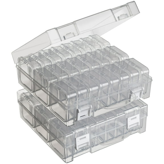 24Pcs Clear Plastic Organizers Box for Organizing Screw, Small Parts, Seeds, Beads, Rhinestones,Crafts, Small Items (1 Pack)