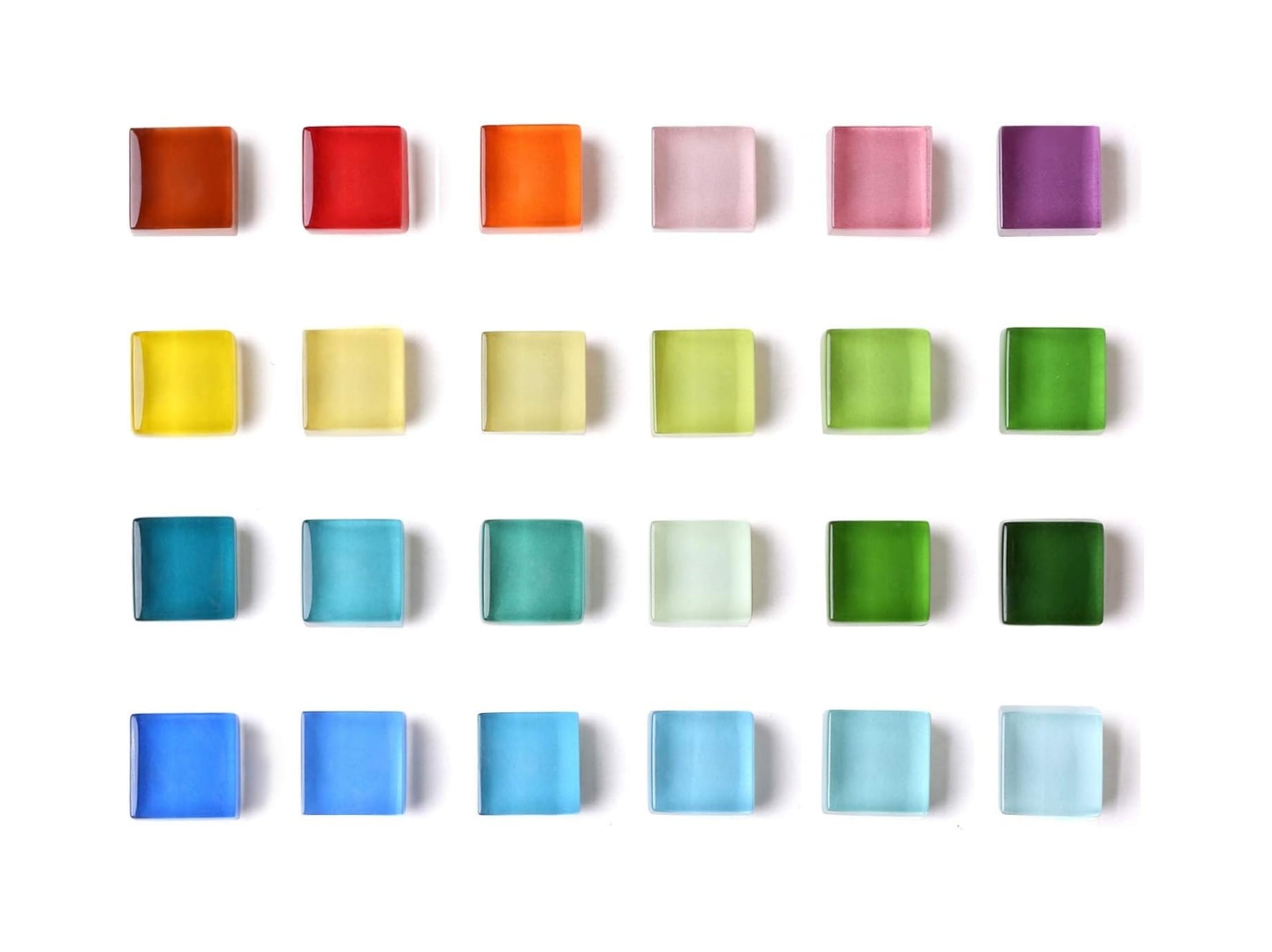 Colorful Glass Square Refrigerator Magnets Set of 24