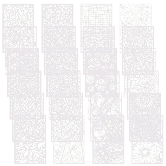 24Pcs Crafts Texture Stencils Reusable Painting Layering Stencils Painting Background Template for Paper Arts Cabinets Dresser