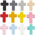 thumbnail image 1 of 24Pcs Cross Beads Silicone Beads Easter Holiday Small Pocket Crosses Black White Cross Charms Bead Tiny Pink Red Rubber Beads, 1 of 9