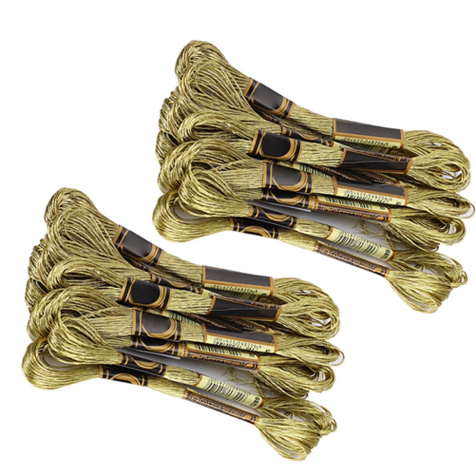 24Pcs CrossStitch Thread Light Gold Embroidery Glossy Braided Floss HandMade Cotton Skeins