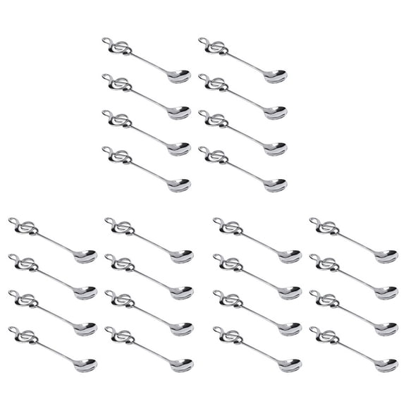 24Pcs Cute Music Theme Tea Stirring Spoon Coffee Spoon Stainless Steel Note Shape Small Ice Cream Dessert Scoop