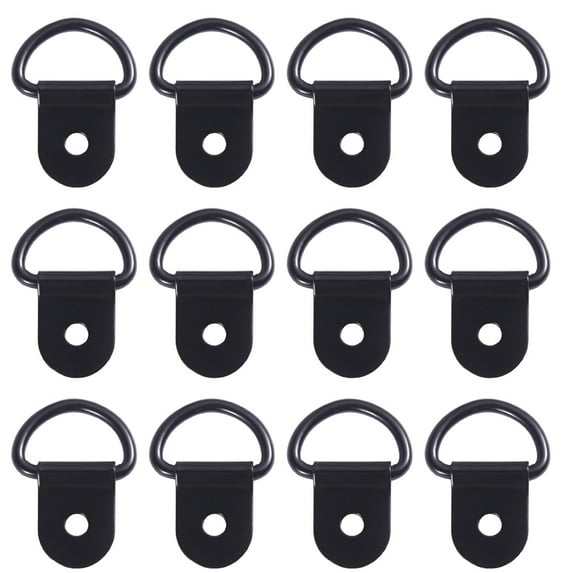 24Pcs D Rings Photo Frame Hanging Hooks Picture Frame Holders Wall Bracket Hangers (Black)
