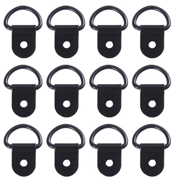 24Pcs D Rings Photo Frame Hanging Hooks Picture Frame Holders Wall Bracket Hangers (Black)