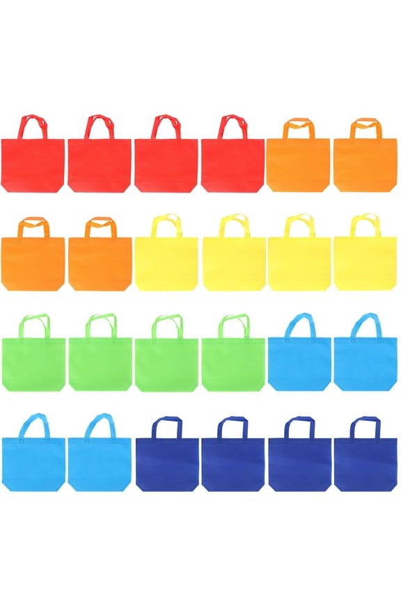 24Pcs DIY Reusable Tote Bags, Bulk Non Woven Bag Multiple Colors for Kid Birthday, Parties, Shopping