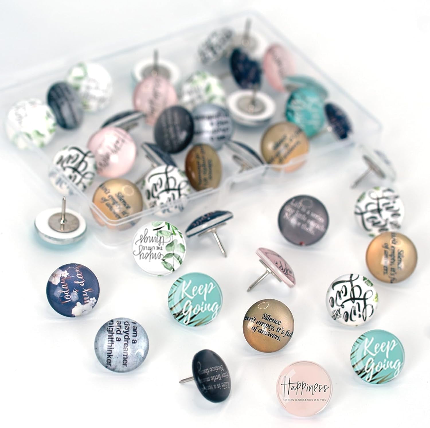 24 Pcs Colorful Flower Thumb Tacks - Decorative Push Pins For Bulletin Boards, Cork Boards & Wall Decor