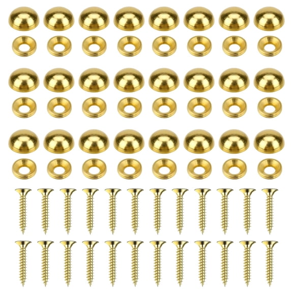 24Pcs Decorative Screws with Caps, Brass Self Tapping Screw Decorative Bolts Upholstery Tacks Mirror Screws with Decorative Caps Screw Covers for Furniture Fixing, Painting Fixing, Mirror Fixing 15mm