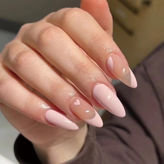24Pcs Detachable Almond False Nails with Pearl Decoration Elegant Designs French Fake Nails Full Nail Art Tips Press On Nails