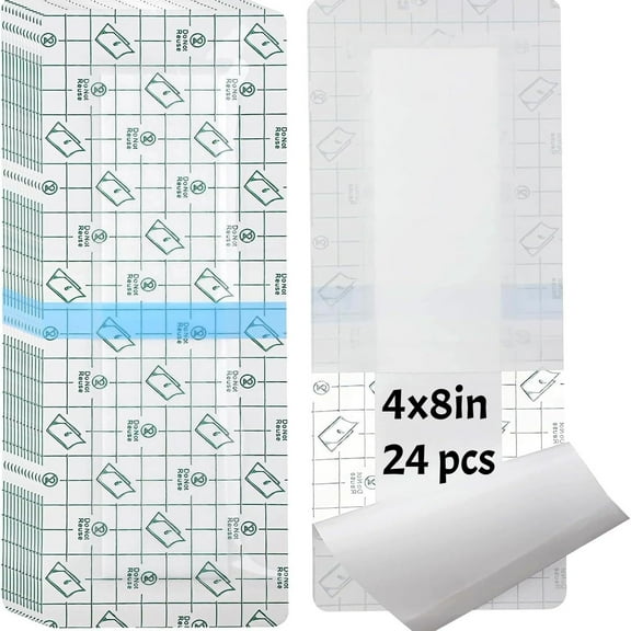 24Pcs Dialysis Catheter Shower Cover, 4" x 8" Clear Shower Protector for Central Line Wound Dressing Large Waterproof Bandages Chemo Port Chest Catheter Covers for Showering