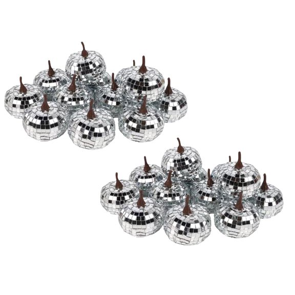 24Pcs Disco Pumpkin Halloween Silver Glitter Foam Pumpkins Reflective Sparkle Fall Table Decorations For Bar Party Home Display 2.4"X2.4"
