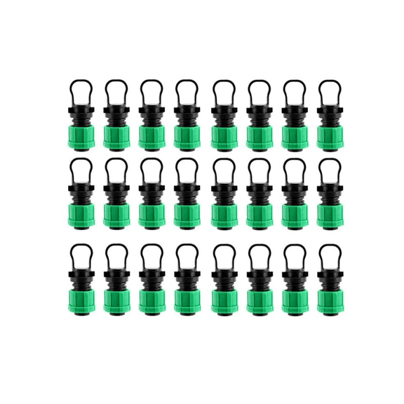 24Pcs Drip Irrigation Tubing End Cap Plug 1/2 Inch Universal End Cap Fitting, for with 16mm Drip Tape Tubing Sprinkler