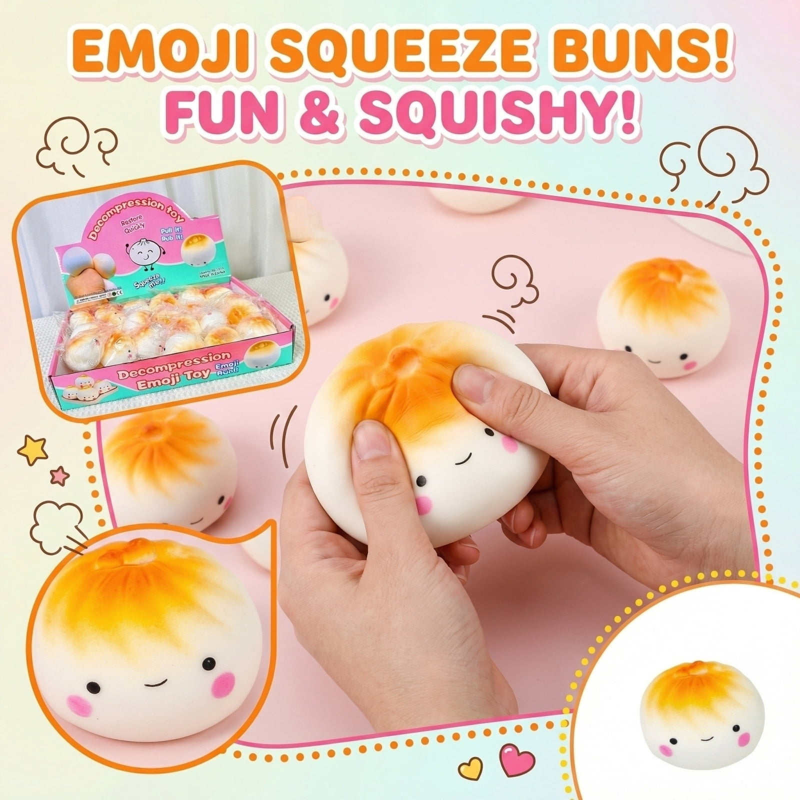 24Pcs Dumpling Squishy Buns, Cute Squishy Dumpling Large, Squishy Dumpling Doll with Cute Expressions, Silicone Bun Sensory Fidget Dolls, Hand Pinching Decompression Dolls