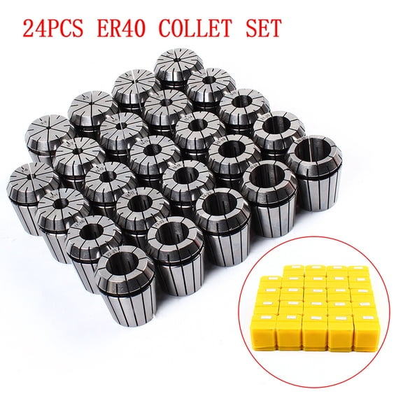 24Pcs ER40 Collet Set Metric Size High Precision Spring Clamping Collet Kit