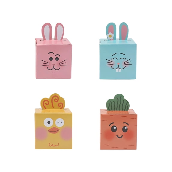 24Pcs Easter Treat Boxes Bunny Favor Boxes with Handle Rabbit Shape Basket Candy Cookies Case for Home Easter Party Favor Decorations Supplies