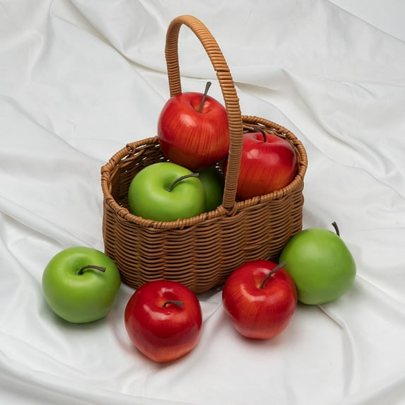 24Pcs Fake Apples Red and Green Plastic Apples