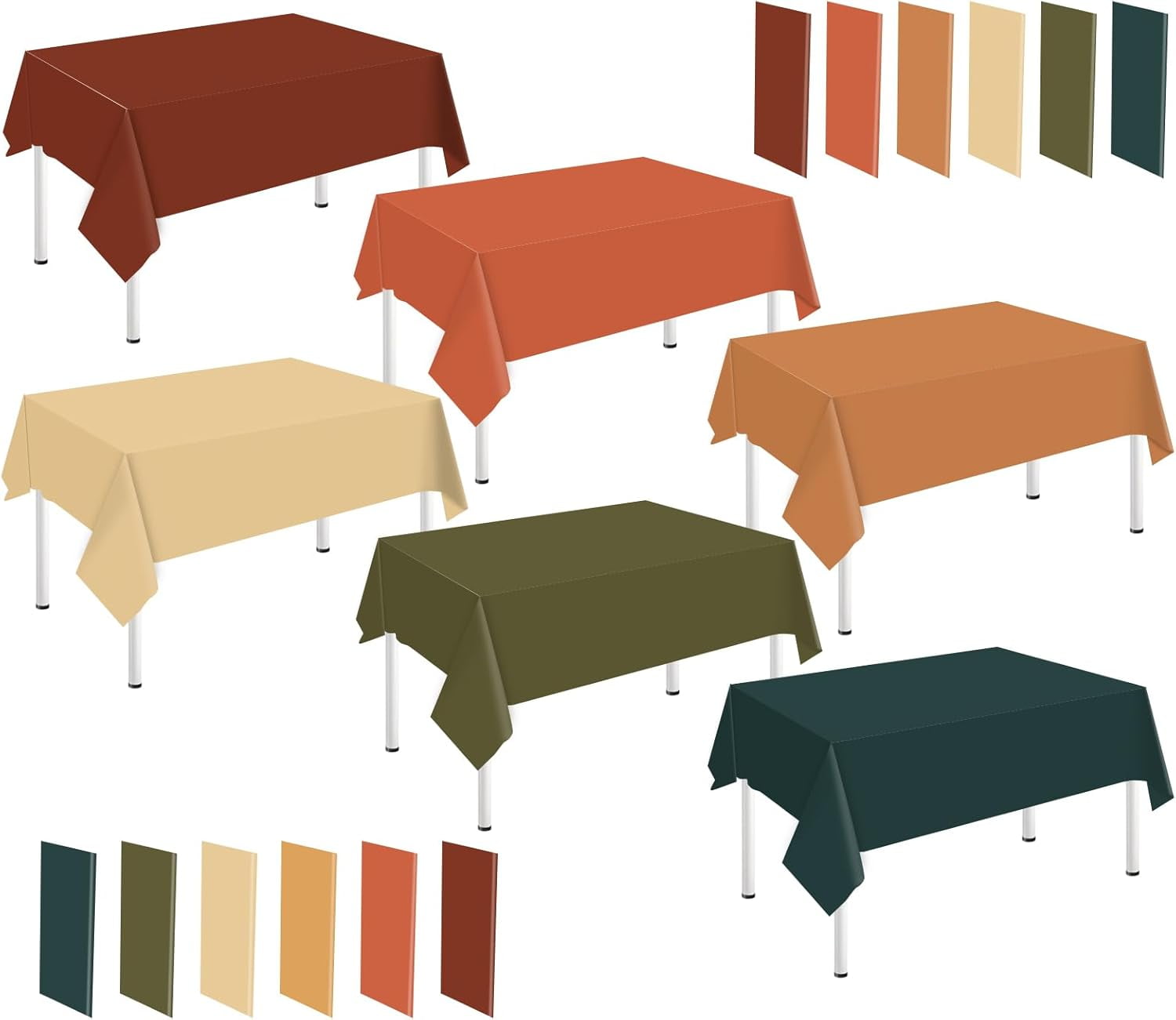 24Pcs Fall Plastic Tablecloth Brown Orange Green Rectangle Table Cover ...