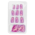 24Pcs False Nails Coffin Long Fake Glitter French Ballerina Artificial
