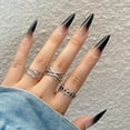 thumbnail image 1 of 24Pcs False Nails With Glue Almond Pink Butterfly Design Detachable Rhinestones Acrylic Fake Nails long stiletto Press On Nails, 1 of 6