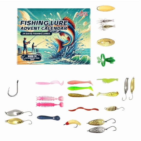 24Pcs Festival Fishing Baits Countdowns Calendar Christmas Themed Fishing Lure Set Attractive Festival Gift for Fishers