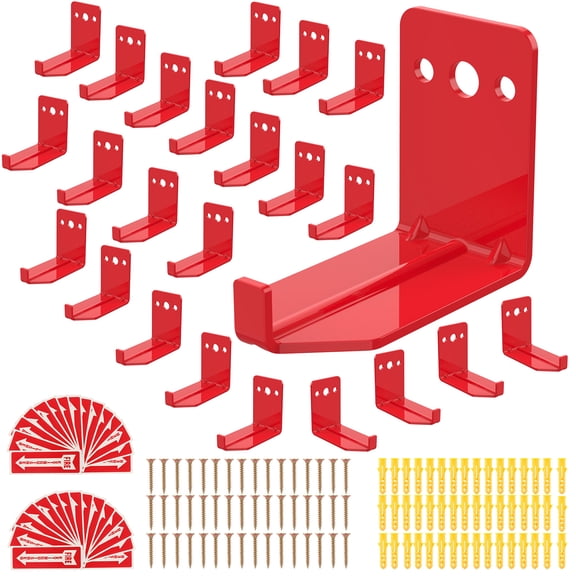 24Pcs Fire Extinguisher Mount with 24Pcs Fire Extinguisher Sign Metal Hooks Wall Mounted Hanger Holder with Screws for Home School
