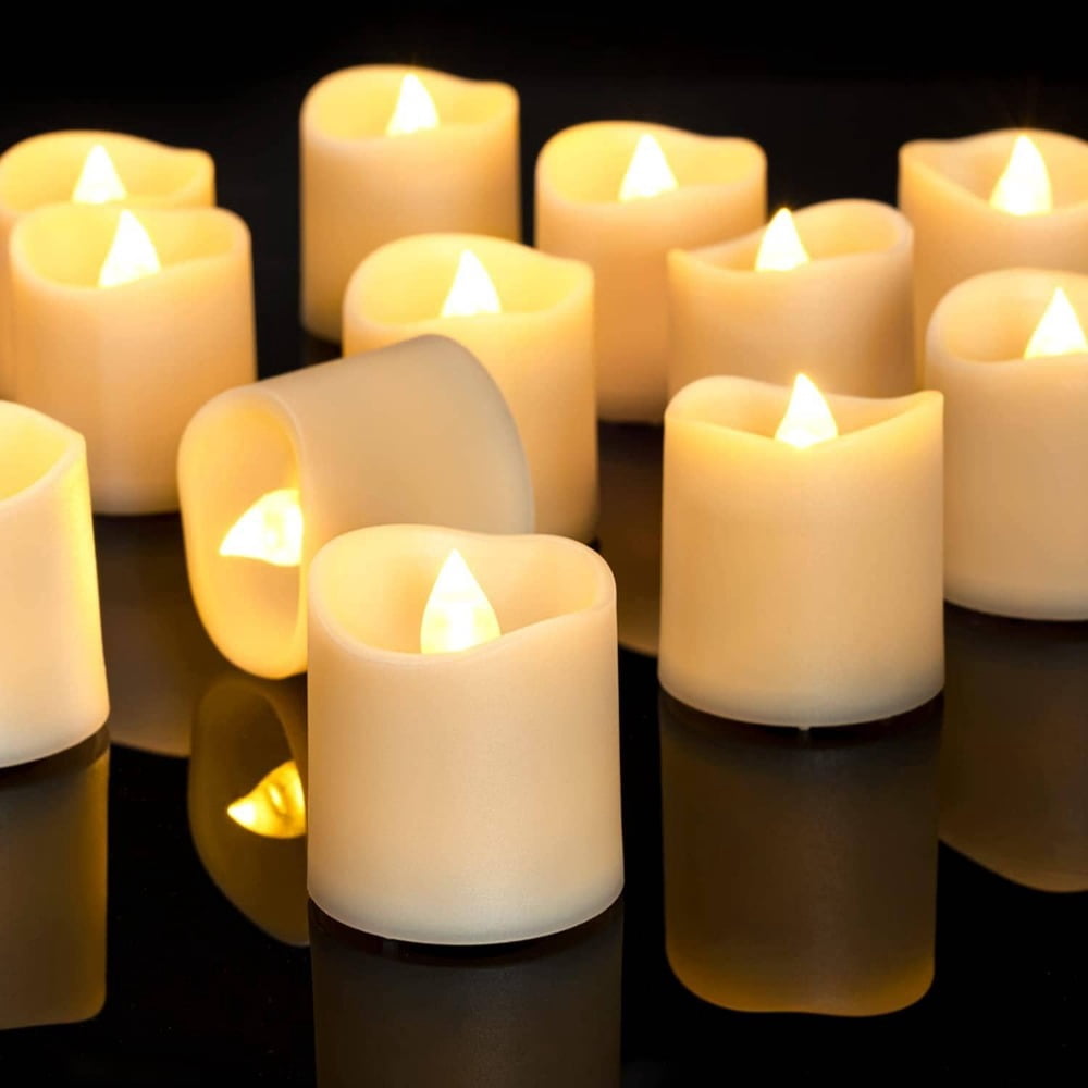 24Pcs Flameless LED Votive Candles, 1.5" x 1.6" Long Lasting Electric ...