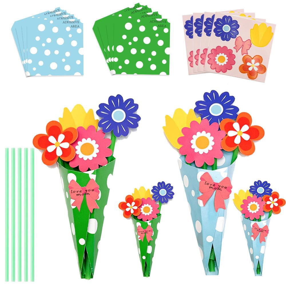 24Pcs Flower Bouquet Craft Kit for Kids, DIY Mother's Day Flowers ...