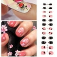thumbnail image 1 of 24Pcs Flower Press on Nails Short Square Fake Nails with Daisy Design Flower False Nails Acrylic Nails Flower Nails Press ons Glossy Stick on Nails Full Cover Glue on Nails for Women Girls, 1 of 4