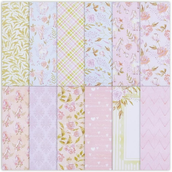 24Pcs Flower Scrapbook Paper Pack 6 x 6 Decorative Paper Pads Macaron Floral Garden Patterned Background Greeting Pads Sheets for DIY Photo Album Scrapbooking Journal Cards Making Decor