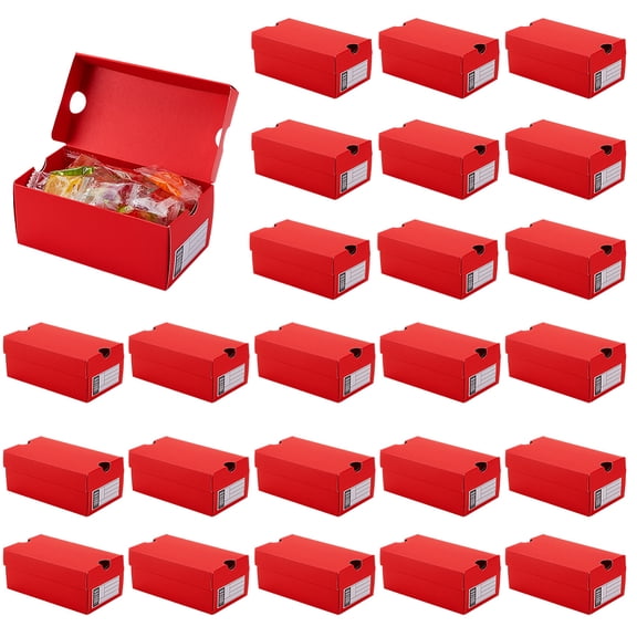 24Pcs Folding Cardboard Paper Packaging Boxes Rectangle with 24Pcs Paper Stickers FireBrick 12x6.5x5cm DIY