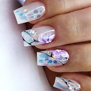 24Pcs French Tips Press on Nails with Leopard Print Design, Sparkly Manicure Art Acrylic Medium Almond Full Cover Fake Nails Stick on Nails Glossy Gold Glitter False Nails Gel Glue on Nails for Women